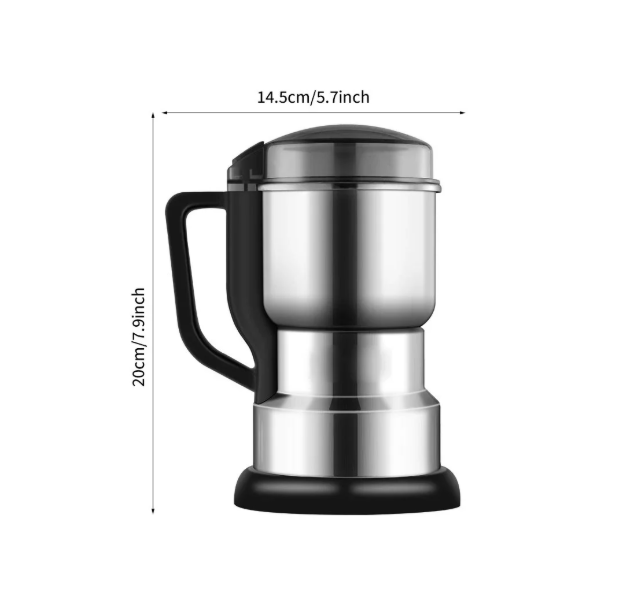 Multifunctional Mini Grinder with dimensions on a white background
