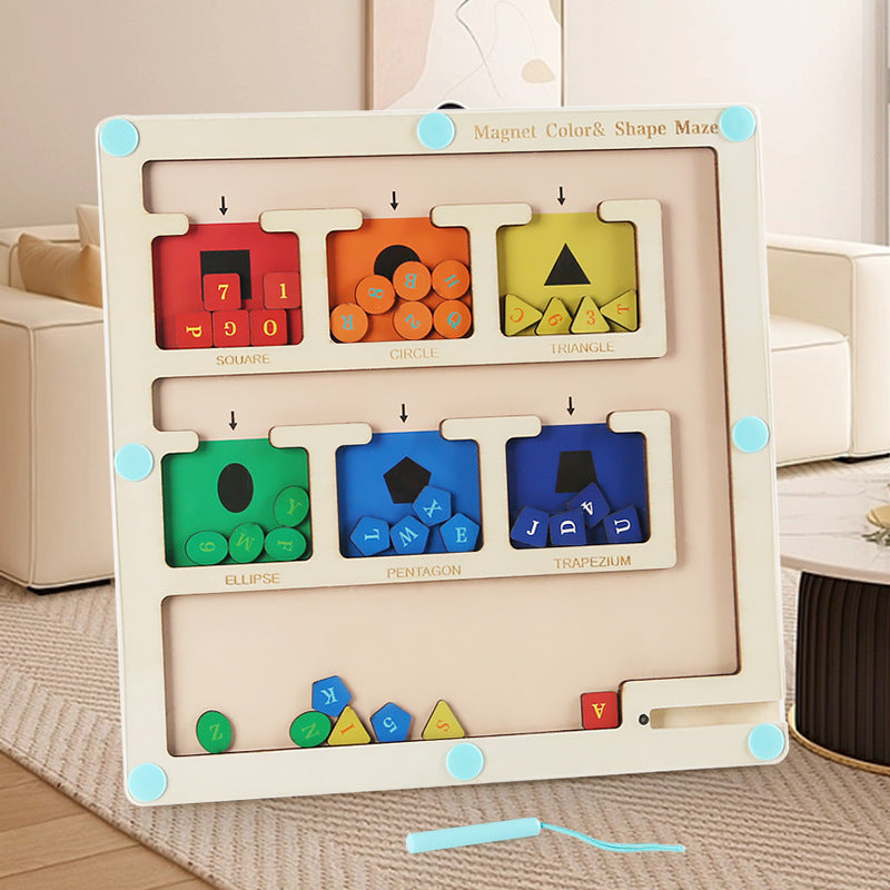 Children's color recognition concentration training addition and subtraction arithmetic maze magnetic pen ball counting board toy