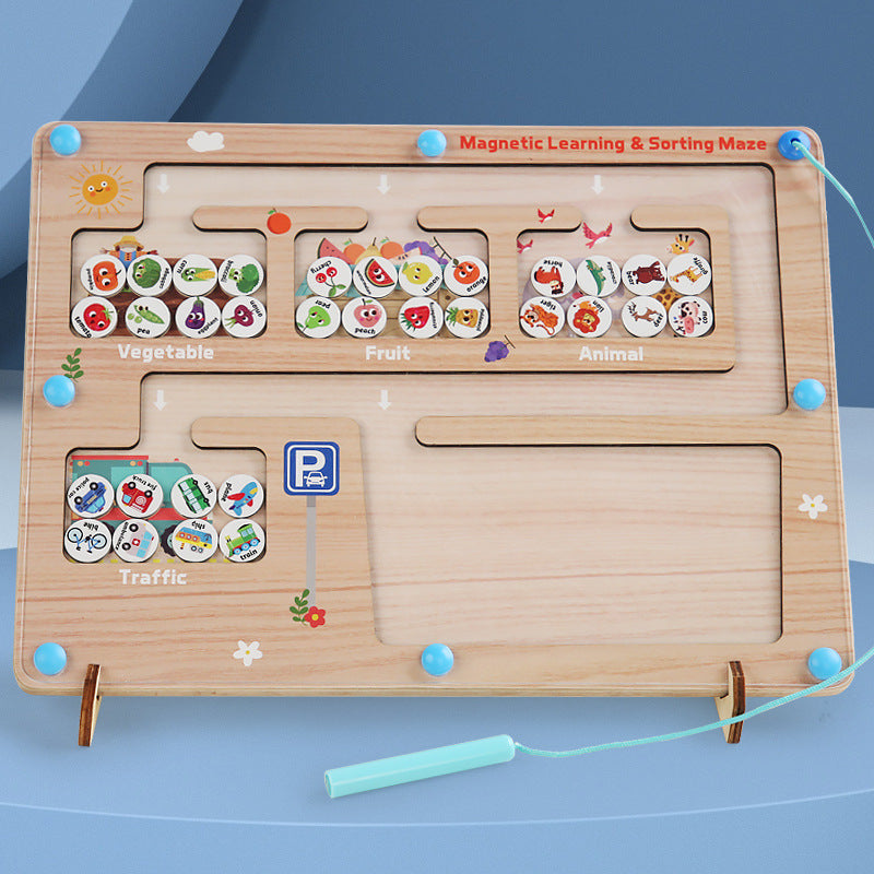 Children's color recognition concentration training addition and subtraction arithmetic maze magnetic pen ball counting board toy