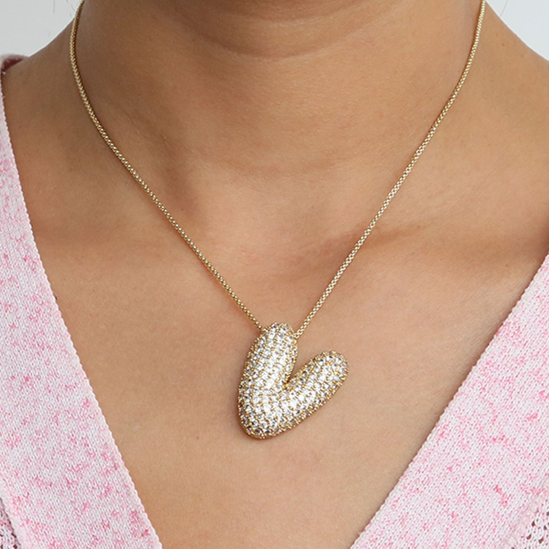Amazon's hot-selling star Hailey's brass zircon balloon bubble chubby 26 English letter necklace