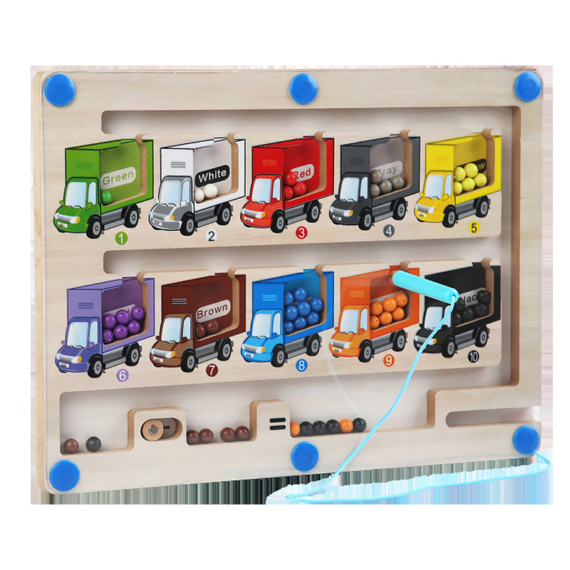 Children's color recognition concentration training addition and subtraction arithmetic maze magnetic pen ball counting board toy