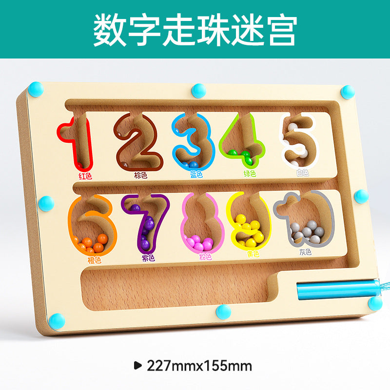 Children's color recognition concentration training addition and subtraction arithmetic maze magnetic pen ball counting board toy
