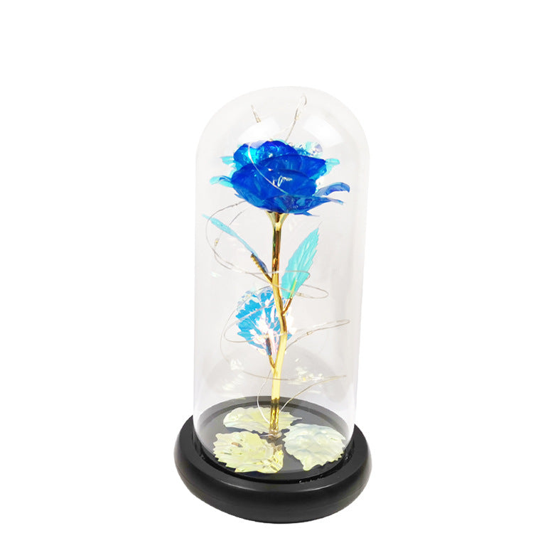 Rose flower glass cover gold foil flower with led light immortal flower Valentine's day Christmas ornaments