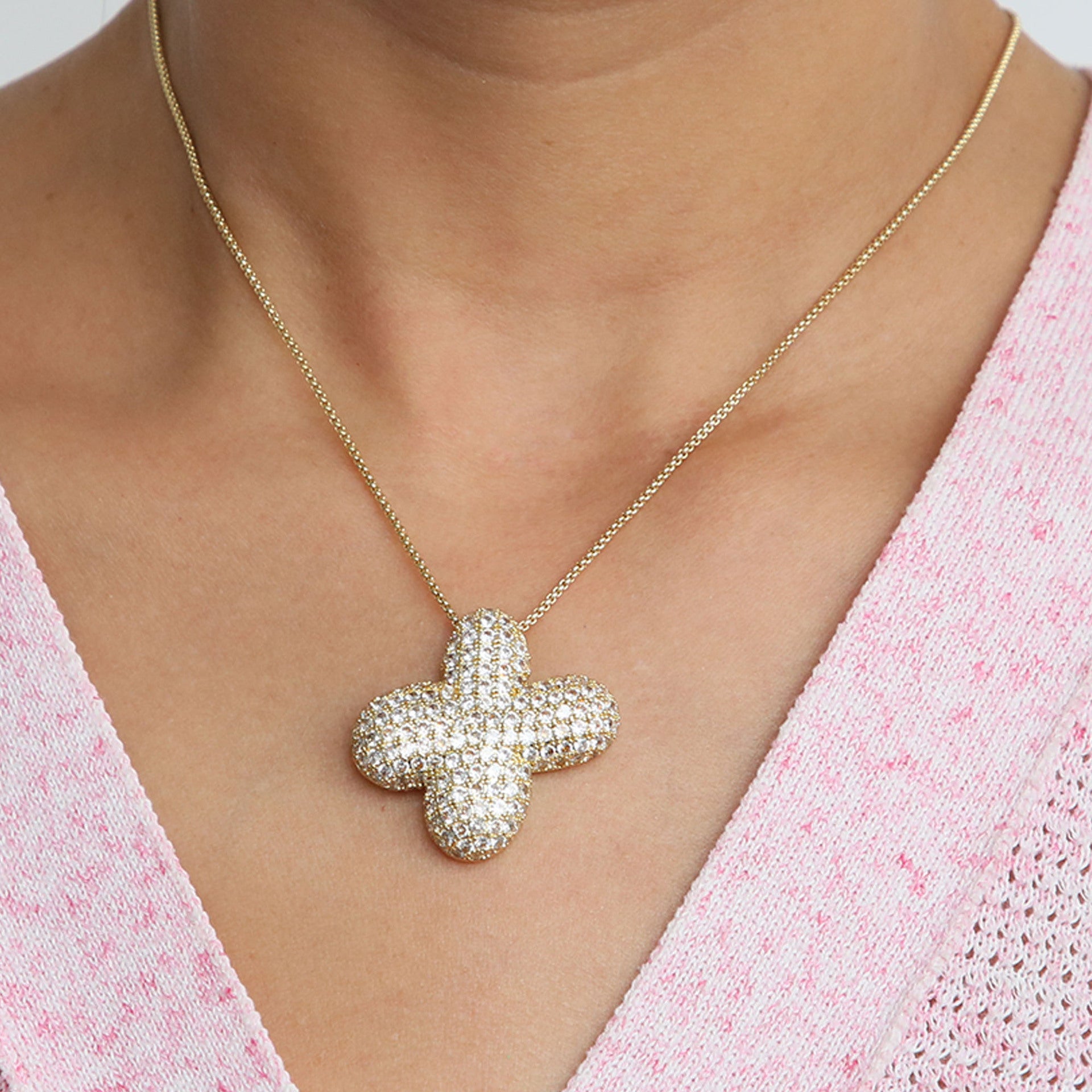Amazon's hot-selling star Hailey's brass zircon balloon bubble chubby 26 English letter necklace