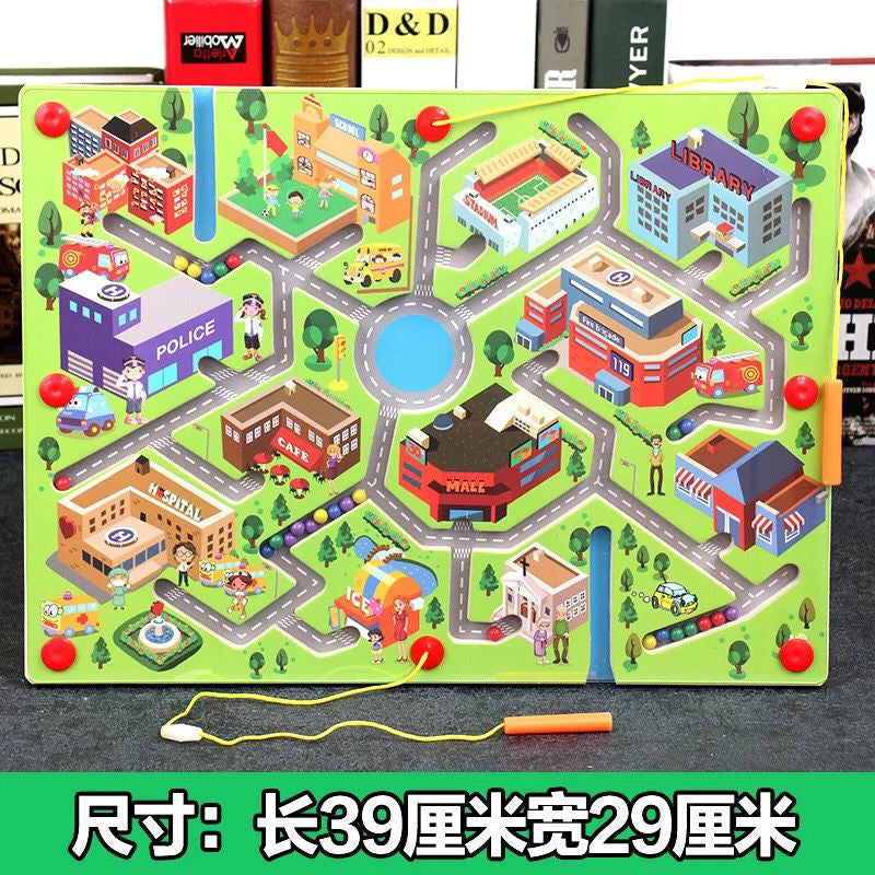 Children's color recognition concentration training addition and subtraction arithmetic maze magnetic pen ball counting board toy