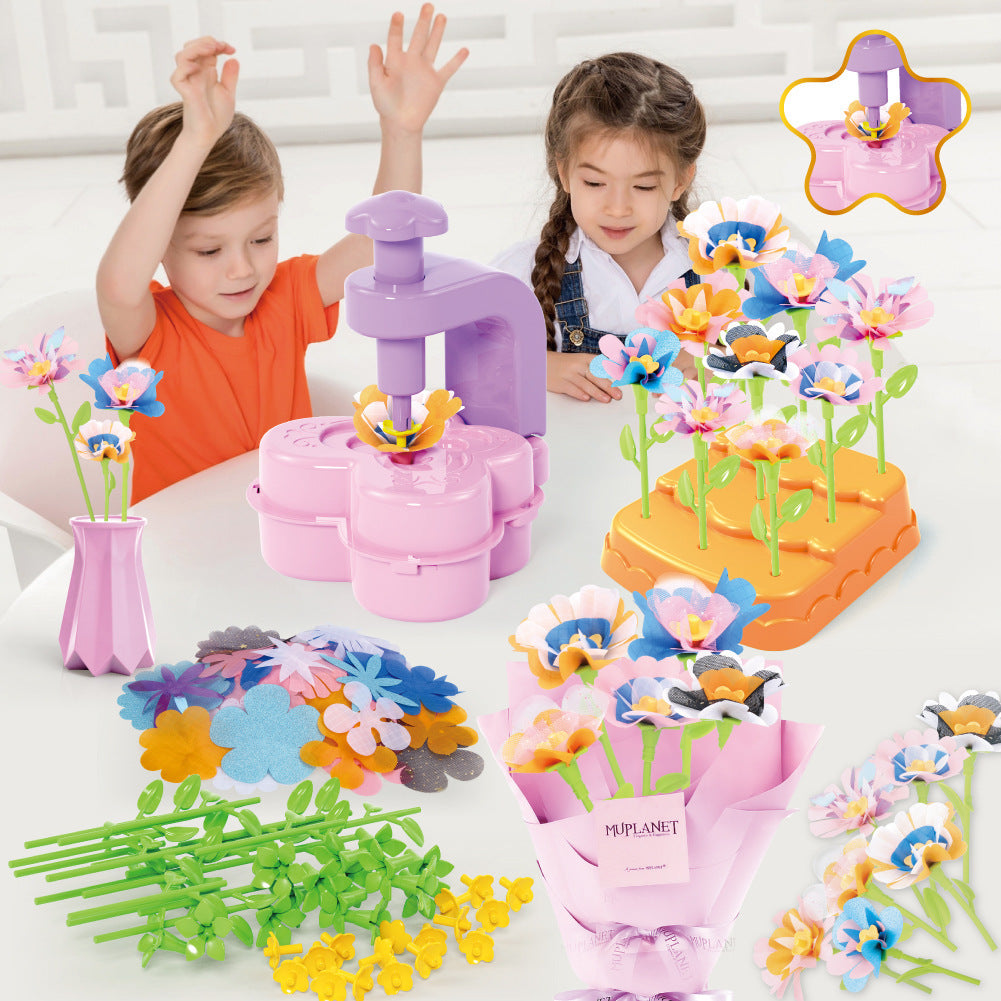 Cross-border embossing machine children's creative DIY handicraft flower kit toy handmade simulation bouquet making flower arrangement