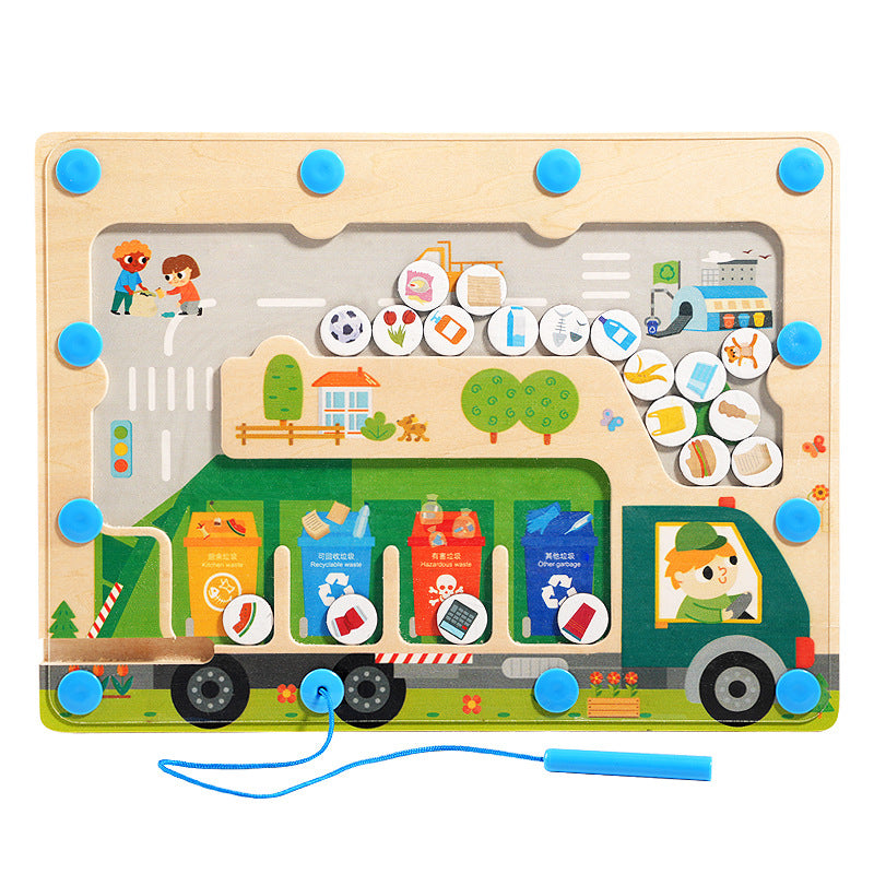 Children's color recognition concentration training addition and subtraction arithmetic maze magnetic pen ball counting board toy