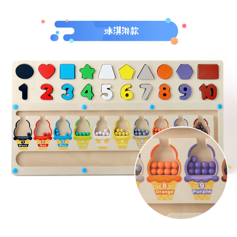 Children's color recognition concentration training addition and subtraction arithmetic maze magnetic pen ball counting board toy