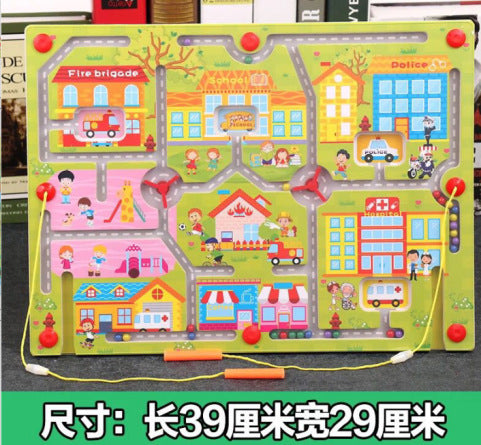 Children's color recognition concentration training addition and subtraction arithmetic maze magnetic pen ball counting board toy