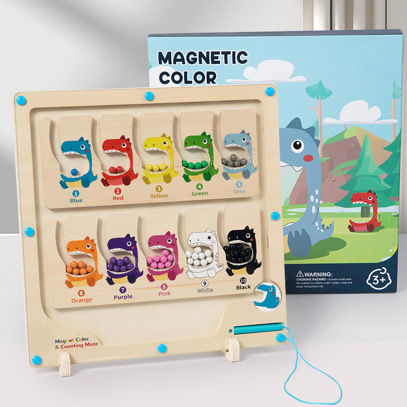 Children's color recognition concentration training addition and subtraction arithmetic maze magnetic pen ball counting board toy