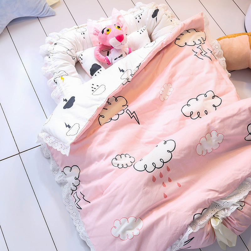 Cotton baby bed breathable foldable washable portable medium bed bionic baby nest baby pillow travel baby bed
