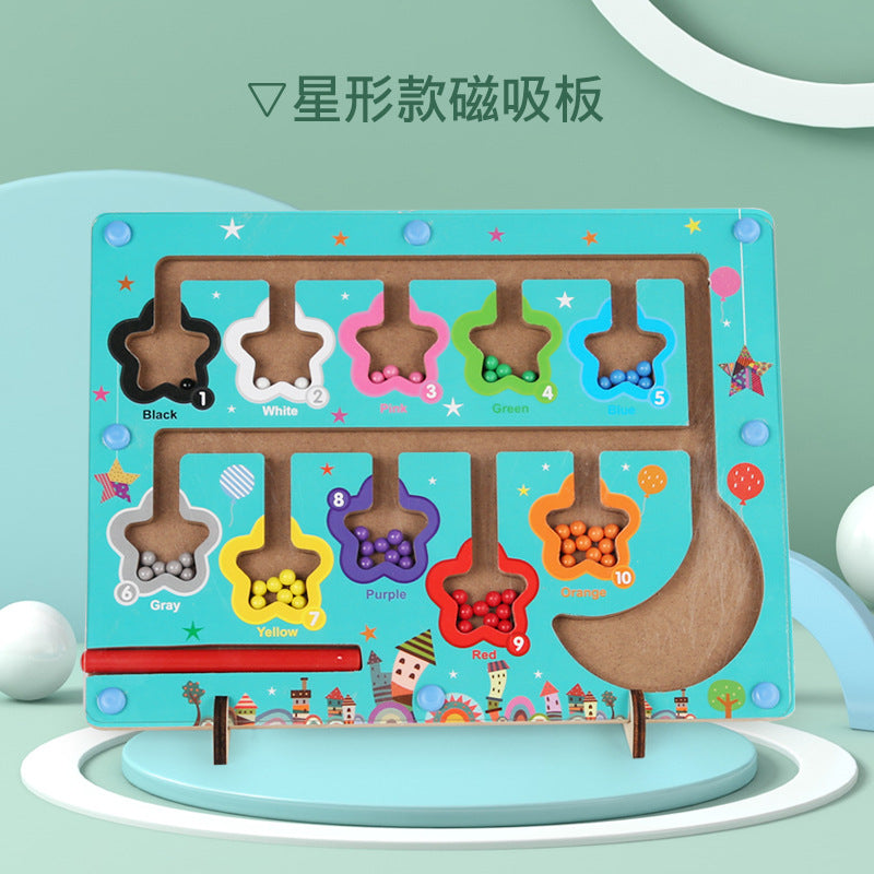 Children's color recognition concentration training addition and subtraction arithmetic maze magnetic pen ball counting board toy