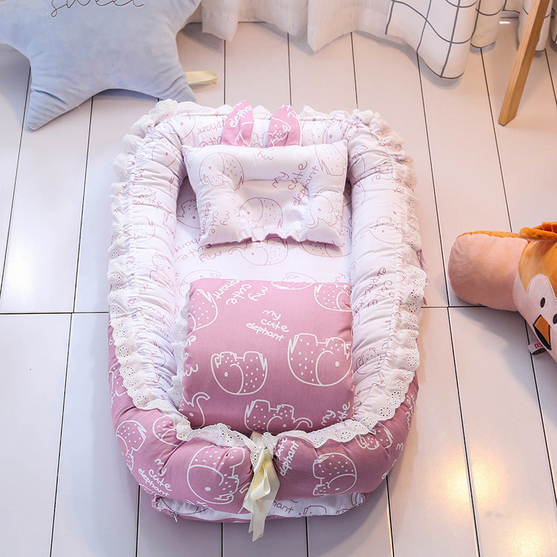 Cotton baby bed breathable foldable washable portable medium bed bionic baby nest baby pillow travel baby bed