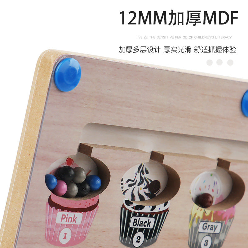 Children's color recognition concentration training addition and subtraction arithmetic maze magnetic pen ball counting board toy