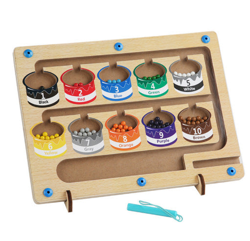 Children's color recognition concentration training addition and subtraction arithmetic maze magnetic pen ball counting board toy