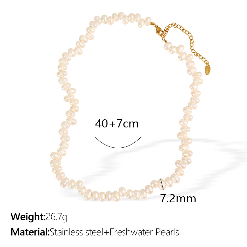 French high-end jewelry retro natural pearl necklace high-end light luxury necklace rice bead necklace