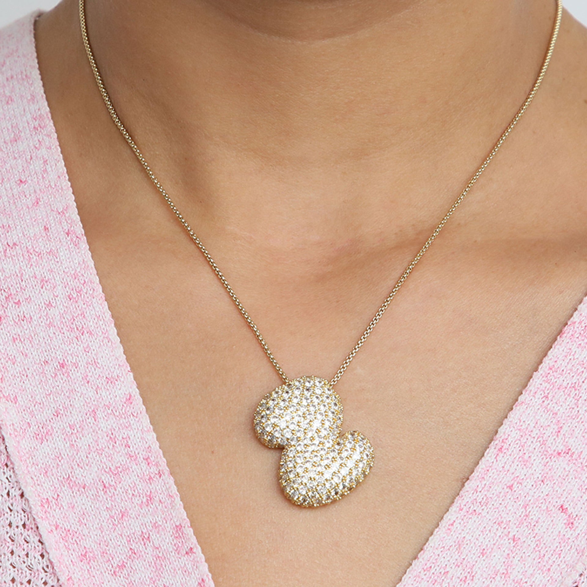 Amazon's hot-selling star Hailey's brass zircon balloon bubble chubby 26 English letter necklace