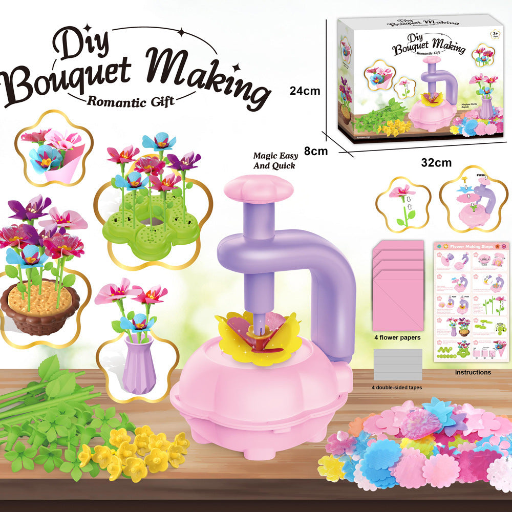Cross-border embossing machine children's creative DIY handicraft flower kit toy handmade simulation bouquet making flower arrangement