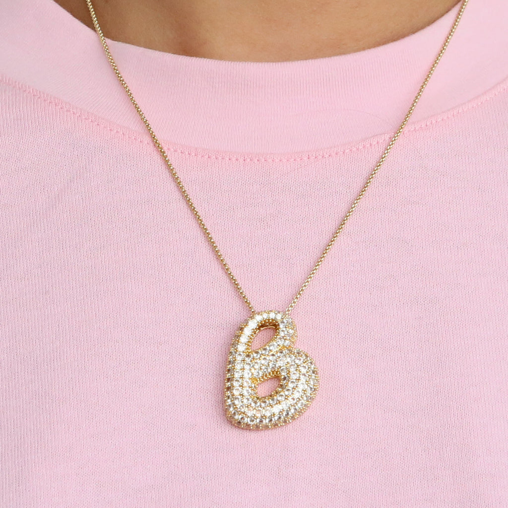 Amazon's hot-selling star Hailey's brass zircon balloon bubble chubby 26 English letter necklace