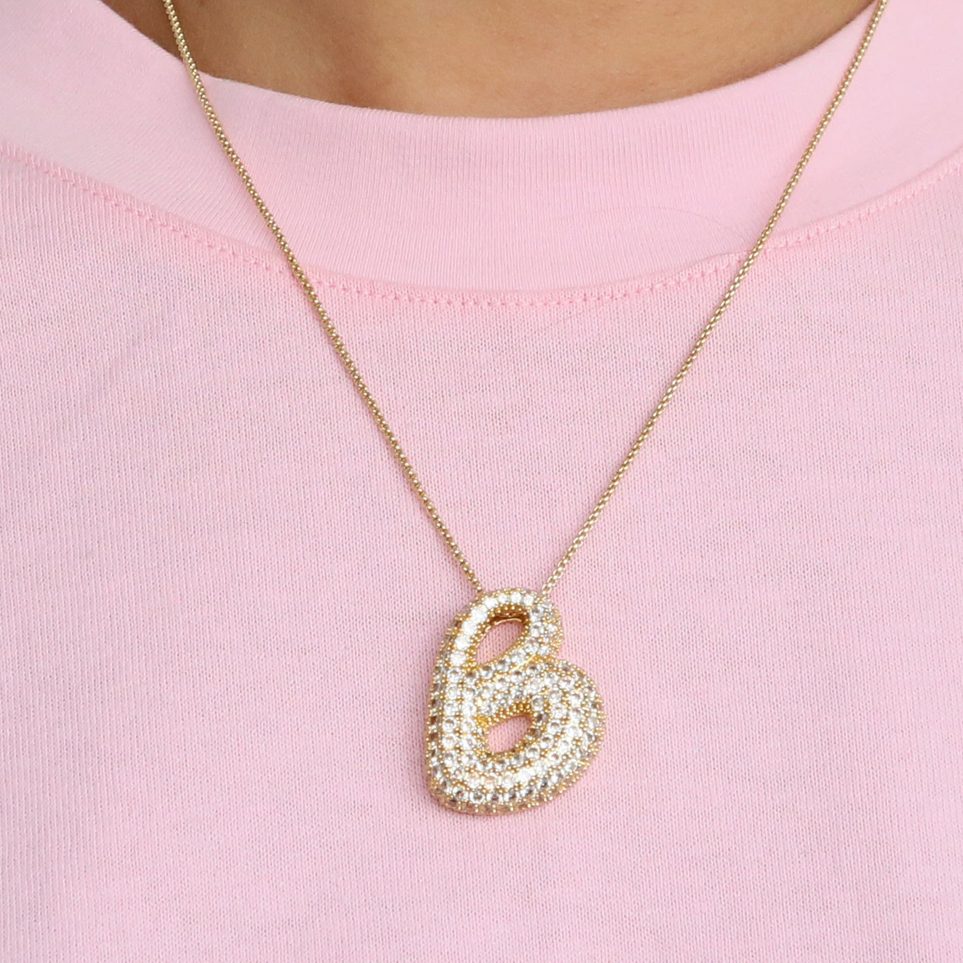 Amazon's hot-selling star Hailey's brass zircon balloon bubble chubby 26 English letter necklace