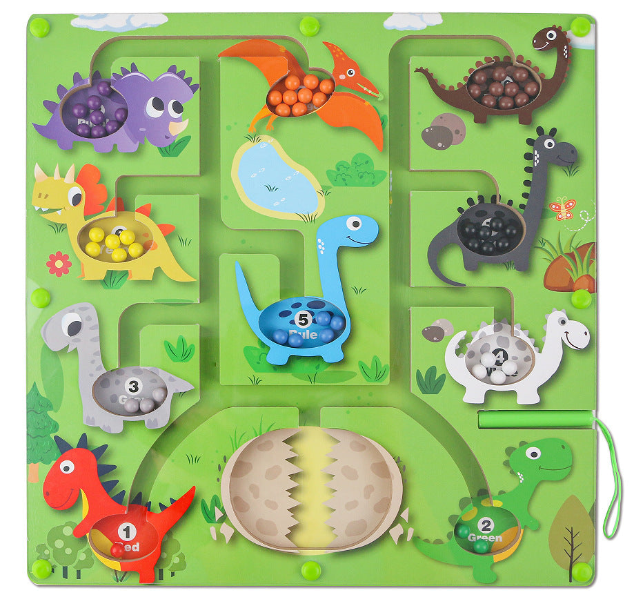 Children's color recognition concentration training addition and subtraction arithmetic maze magnetic pen ball counting board toy