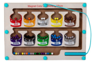 Children's color recognition concentration training addition and subtraction arithmetic maze magnetic pen ball counting board toy