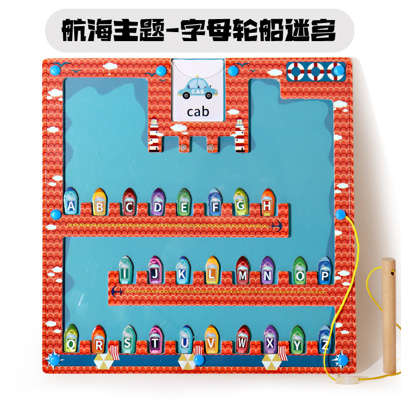 Children's color recognition concentration training addition and subtraction arithmetic maze magnetic pen ball counting board toy