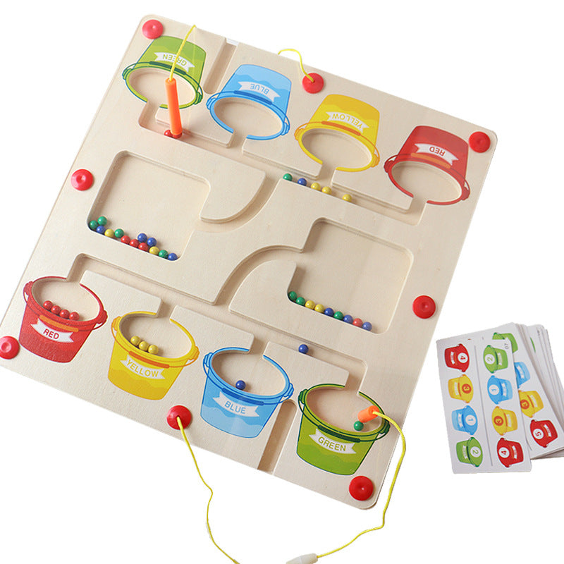 Children's color recognition concentration training addition and subtraction arithmetic maze magnetic pen ball counting board toy
